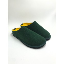 Men's Boiled dark green wool slippers