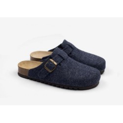 Boiled blue wool slippers man