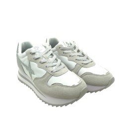 Silver and white suede and technical fabric sneakers W6yz