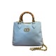 light blue leather touchy two handle bag La Carrie