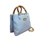 light blue leather touchy two handle bag La Carrie